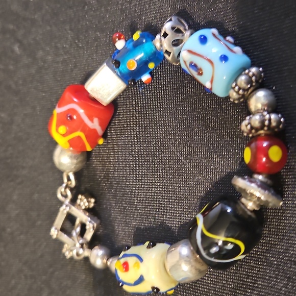 Silpada Glass Silver Beaded Charm Bracelet - Picture 1 of 9